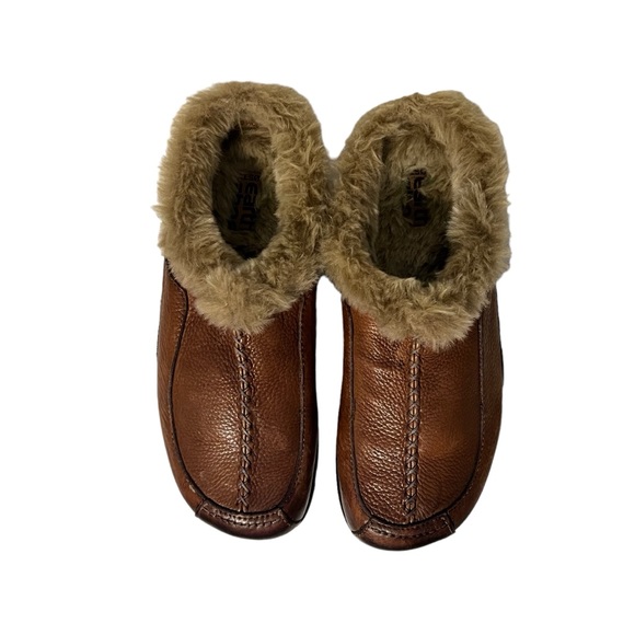 Earth Kalso Technology Size 8 Cream Furry Brown Leather Slide Clog - Picture 2 of 6